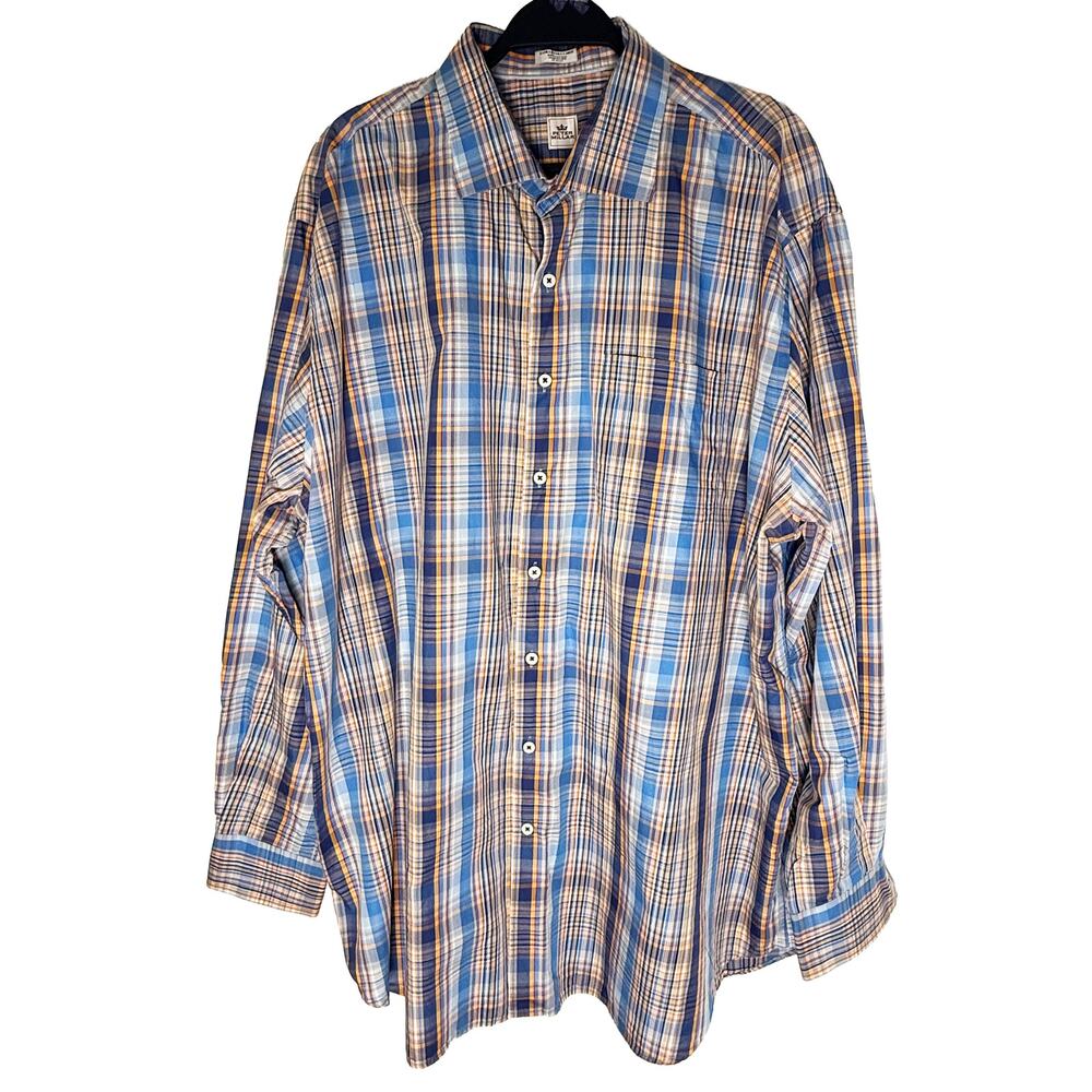 Peter Millar Men's Long Sleeve Button Up Shirt Cotton Casual Colorful Plaid  2XL